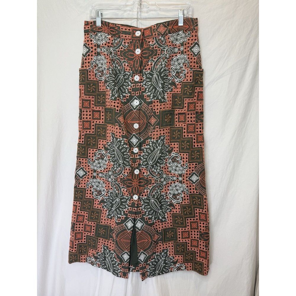 Carolina Belle Brown and Coral A-Line Maxi Skirt